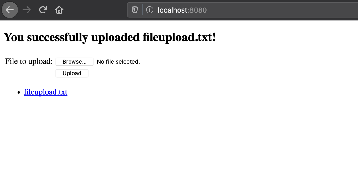 Fileupload in the Browser: message received after uploading a file